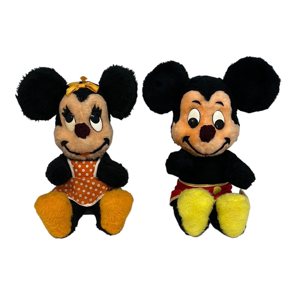 Vintage 1960s Walt Disney Characters Mickey & Minnie Mouse 16" California Plush